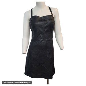 Hollister Womens Faux Leather Black Mini Dress Sexy Black Bodycon Size XL NWT